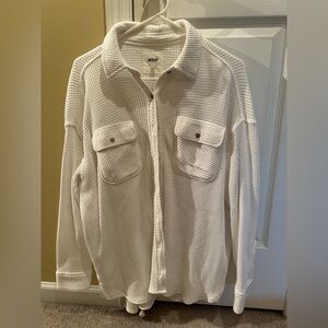 Aerie White Waffle Button-Up
